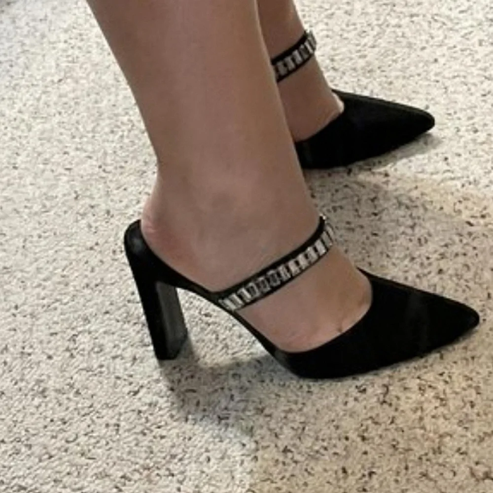 Jaz Slip On Mule Pumps Crystals 1.75